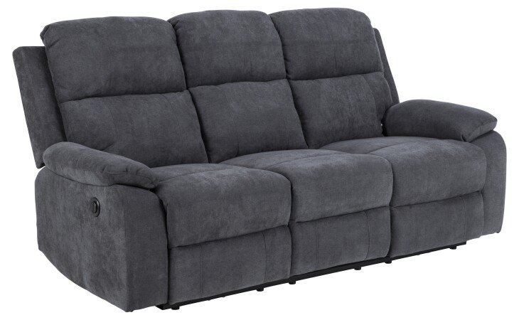 3-Sitzer >Mora< in Grau, Stoff, Stahl - 196,5x98x95cm (BxHxT)