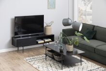 TV-Board >Angus< in schwarz, MDF, Stahl - 140x44,5x40cm (BxHxT)