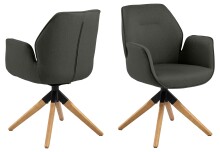 Armlehnstuhl >Aura< in Grau, Polyester, Rubberwood - 60,5x91x58,5cm (BxHxT)