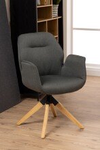 Armlehnstuhl >Aura< in Grau, Polyester, Rubberwood - 60,5x91x58,5cm (BxHxT)