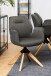 Armlehnstuhl >Aura< in Grau, Polyester, Rubberwood - 60,5x91x58,5cm (BxHxT)