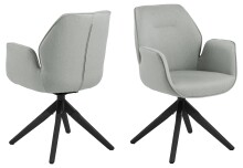 Armlehnstuhl >Aura< in Grau, Polyester, Rubberwood - 60,5x91x58,5cm (BxHxT)