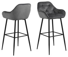 Barhocker >Brooke< (2er-Set) in Grau, Polyester,...