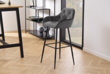 Barhocker >Brooke< (2er-Set) in Grau, Polyester, Stahl - 52x104x53cm (BxHxT)
