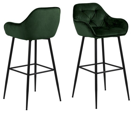 Barhocker >Brooke< (2er-Set) in waldgrün, Polyester, Stahl - 52x104x53cm (BxHxT)