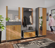 Garderobenschrank >Joe< in Eiche / anthrazit - 70x197x40 (BxHxT)