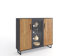 Highboard >Joe< in Eiche / anthrazit, Eiche...