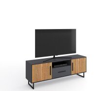 Lowboard >Joe< in Eiche / anthrazit, Eiche teilmassiv - 185x53x45cm (BxHxT)