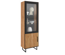 Vitrine >Eddie< in Eiche / schwarz, Eiche...