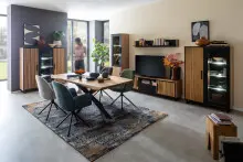Highboard >Eddie< in Eiche / schwarz, Eiche...