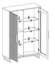 Vitrine >Eddie< in Eiche / schwarz, Eiche teilmassiv - 102x147x40cm (BxHxT)