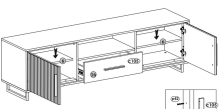Lowboard >Eddie< in Eiche / schwarz, Eiche teilmassiv - 185x53x45cm (BxHxT)