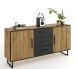 Kommode >Eddie< in Eiche / schwarz, Eiche teilmassiv - 163x84x40cm (BxHxT)