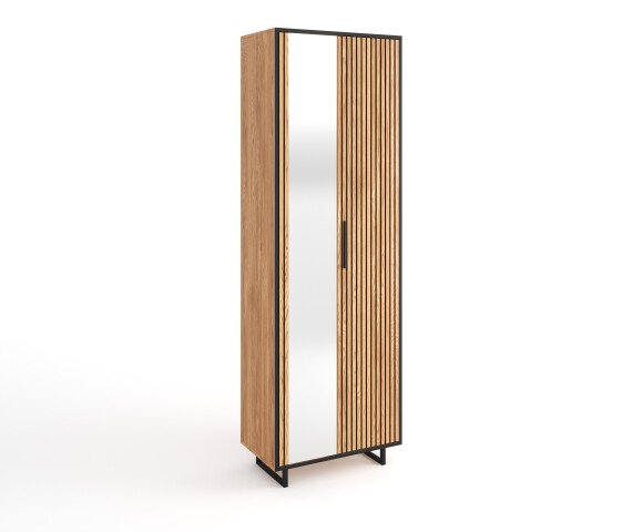 Garderobenschrank >Eddie< in Eiche / schwarz - 70x197x40 (BxHxT)