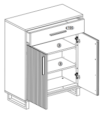 Garderoben-Set >Joe< (5-teilig) in Eiche / anthrazit - 235x197x40 (BxHxT)