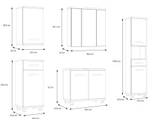 Badezimmer-Set >Aggi< (5-teilig) in Sonoma Eiche Dekor / Hochglanz weiss