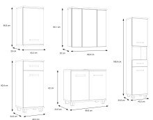Badezimmer-Set >Aggi< (5-teilig) in Sonoma Eiche Dekor / Hochglanz weiss