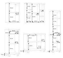 Badezimmer-Set >Aggi< (5-teilig) in Sonoma Eiche Dekor / Hochglanz weiss