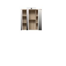 Badezimmer-Set >Aggi< (5-teilig) in Sonoma Eiche Dekor / Hochglanz weiss