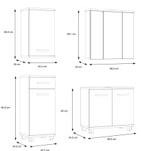 Badezimmer-Set >Aggi< (4-teilig) in Sonom Eiche Dekor / Hochglanz weiss