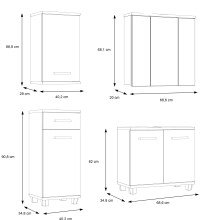 Badezimmer-Set >Aggi< (4-teilig) in Sonom Eiche Dekor / Hochglanz weiss