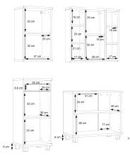 Badezimmer-Set >Aggi< (4-teilig) in Sonom Eiche Dekor / Hochglanz weiss