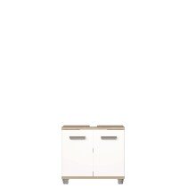 Badezimmer-Set >Aggi< (4-teilig) in Sonom Eiche Dekor / Hochglanz weiss