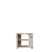Badezimmer-Set >Aggi< (4-teilig) in Sonom Eiche Dekor / Hochglanz weiss