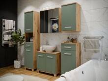 Badezimmer-Set >Veris< (5-teilig) in Artisan Eiche Dekor / salbei, Holzwerkstoff