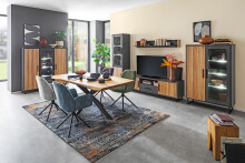 Wohnwand >Joe< (3-teilig) in Eiche / anthrazit - 239x197x40 (BxHxT)