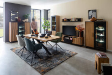 Wohnwand >Eddie< (3-teilig) in Eiche / schwarz - 287x173x40 (BxHxT)