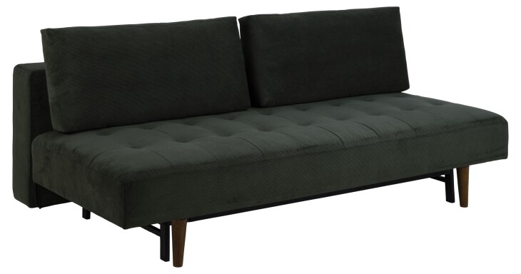 Schlafsofa >Blain< in dunkelgrün, Stoff, Rubberwood - 200x83x105cm (BxHxT)