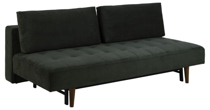 Schlafsofa >Blain< in dunkelgrün, Stoff, Rubberwood - 200x83x105cm (BxHxT)