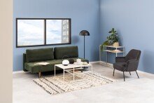 Schlafsofa >Blain< in dunkelgrün, Stoff, Rubberwood - 200x83x105cm (BxHxT)