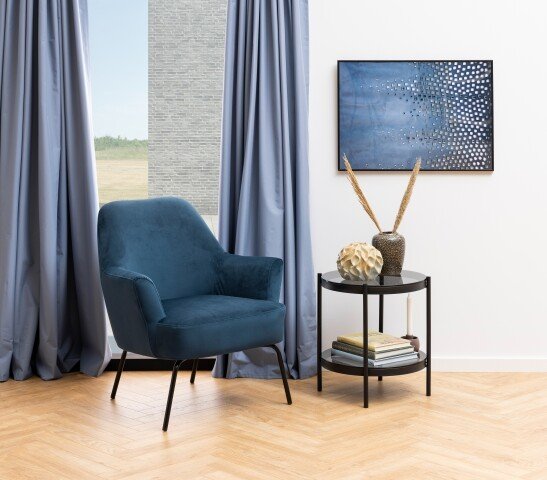 Sessel >Melissa< in marineblau, Polyester, Stahl - 75x83x75cm (BxHxT)