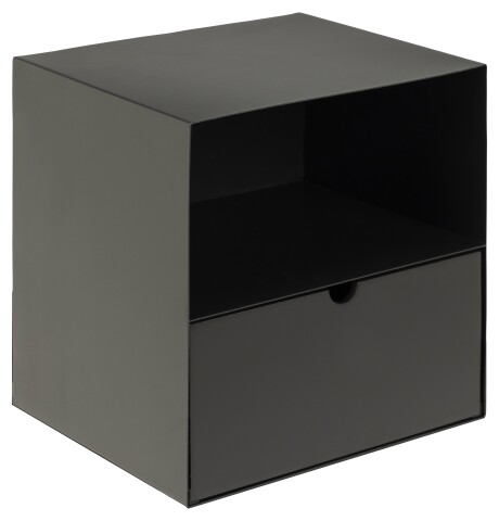Nachtkommode >Joliet< in schwarz, Stahl - 30x30x25cm (BxHxT)