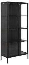 Glasvitrine >Newcastle< in schwarz, Stahl - 80x180x40cm (BxHxT)