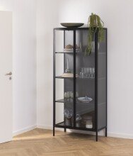 Glasvitrine >Newcastle< in schwarz, Stahl -...