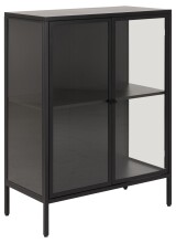 Glasvitrine >Newcastle< in schwarz, Stahl - 80x98,7x40cm (BxHxT)