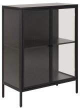 Glasvitrine >Newcastle< in schwarz, Stahl - 80x98,7x40cm (BxHxT)