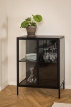 Glasvitrine >Newcastle< in schwarz, Stahl -...