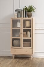 Glasvitrine >Aston< in Eiche weiss pigmentiert -...