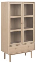 Glasvitrine >Aston< in Eiche weiss pigmentiert - 80x144,8x40cm (BxHxT)