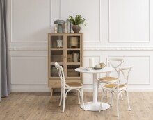 Glasvitrine >Aston< in Eiche weiss pigmentiert - 80x144,8x40cm (BxHxT)