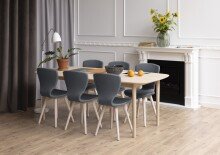 Kulissen-Esstisch >Aston< in Eiche weiss pigmentiert, MDF - 210x75x100cm (BxHxT)