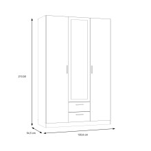 Kleiderschrank >TROYANDA< in Grau / Eiche Dekor - 135,6x210,5x54,5cm (BxHxT)