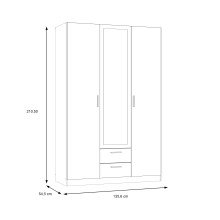 Kleiderschrank >TROYANDA< in Grau / Eiche Dekor - 135,6x210,5x54,5cm (BxHxT)