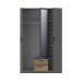 Kleiderschrank >TROYANDA< in Grau / Eiche Dekor - 135,6x210,5x54,5cm (BxHxT)