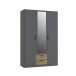 Kleiderschrank >TROYANDA< in Grau / Eiche Dekor - 135,6x210,5x54,5cm (BxHxT)