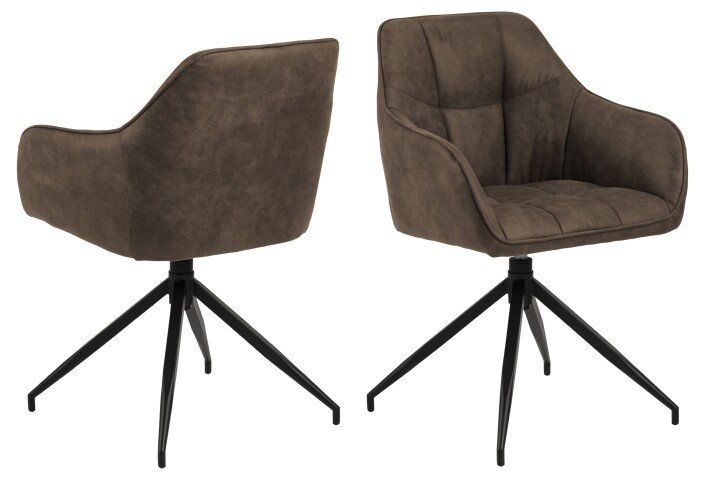 Armlehnstuhl >Brenda< in Braun, Polyester, Stahl - 58x84,5x54,5cm (BxHxT)